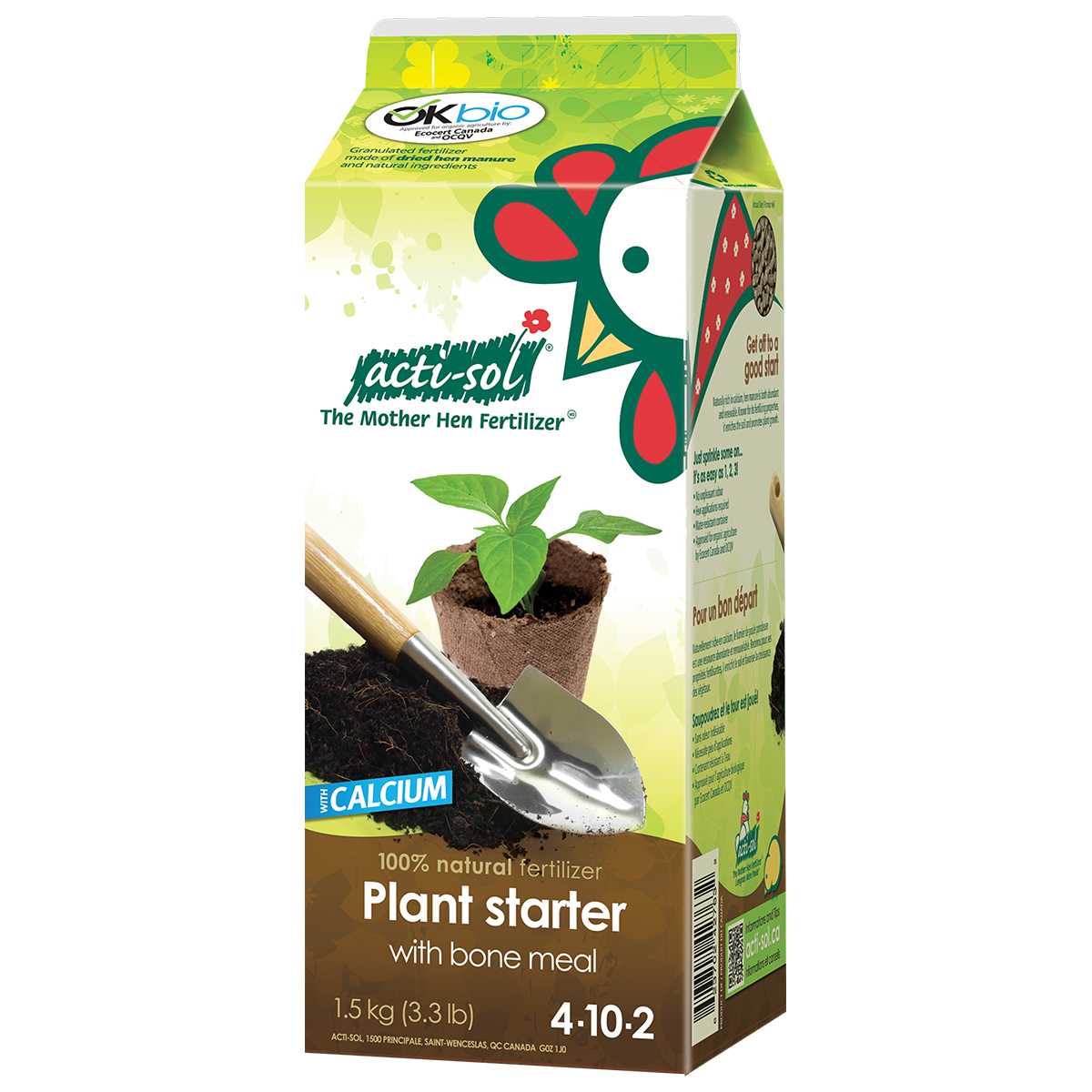 Acti-Sol Plant Starter Hen Manure Fertilizer with Bone Meal 4-10-2 (1.5kg)