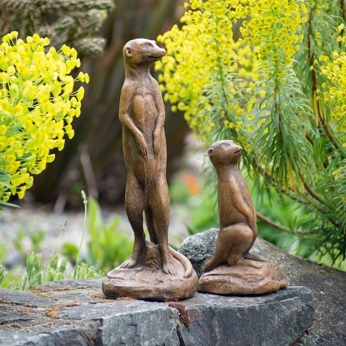Meerkat Garden Statue - Ancient Stone Available in two sizes