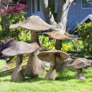 Garden Mushroom Statue - Ancient Stone available in 3 sizes