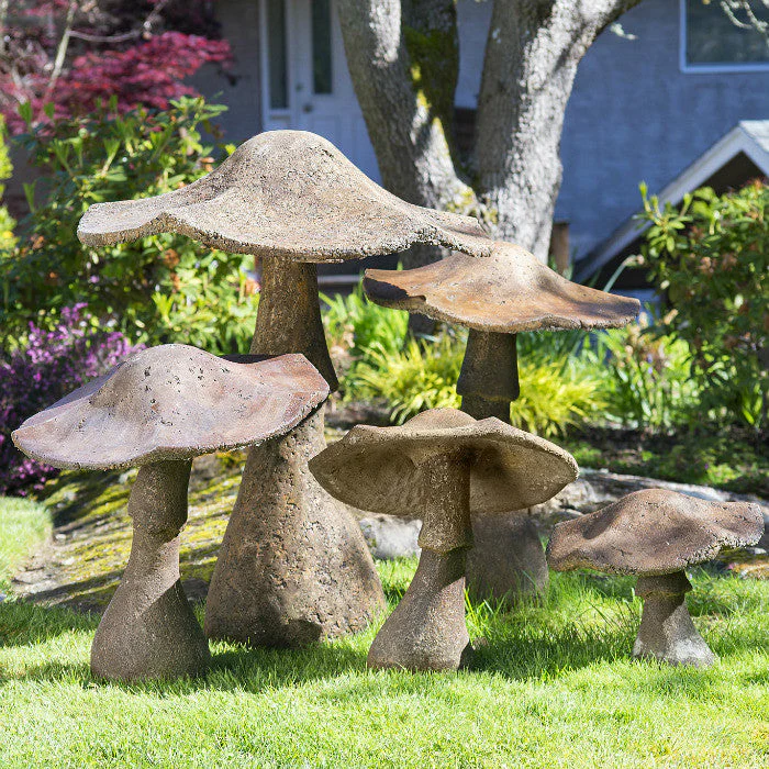 Garden Mushroom Statue - Ancient Stone available in 3 sizes