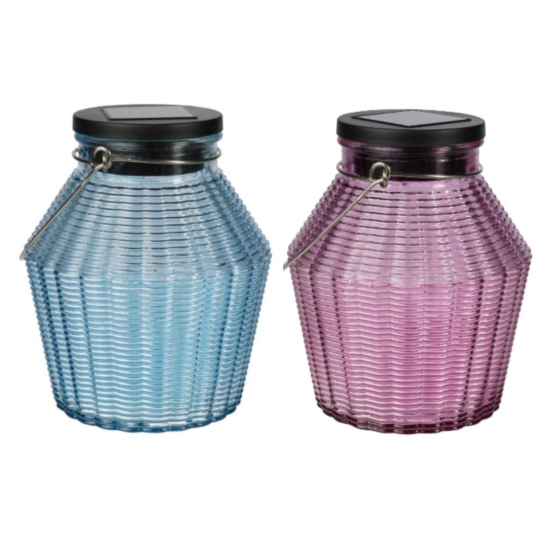 Solar Round Ribbed Glass Jar