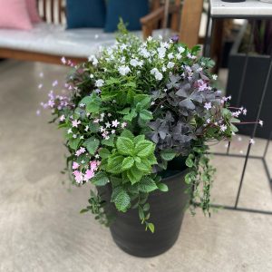 Mixed Planter (Artificial) - Pink & Purple Flowers