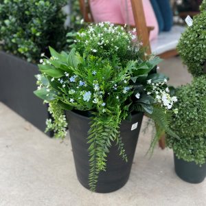 Mixed Planter (Artificial) - Blue & White Flowers