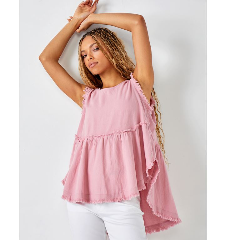 Charlie Paige Sleeveless Linen Blend Swing Top (three colours available)