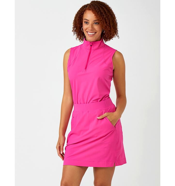 Charlie Paige Zip Neck Sport Tank Top (Pink)
