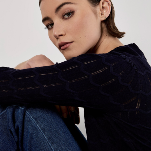 Apricot Fashion Pointelle Chevron Knit Shrug