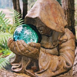 Azzuli With Globe Garden Statue - Basalt Grey