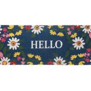 Coir Door Mat Floral Hello 16 X 48