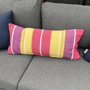 Ribbed Multi Stripe Berry Lumbar Cushion 13x28"