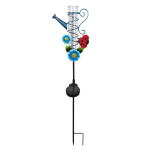 Solar Watering Can Rain Gauge Stick Lights