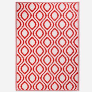 Polyweave Outdoor Rug - Red & White 4x6'