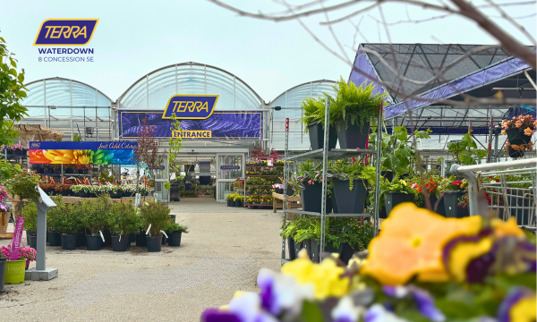 The exterior of TERRA Greenhouses in Waterdown, Ontario