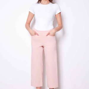 Up! Clothing Linen 25" Wide Leg Crop (Pink)