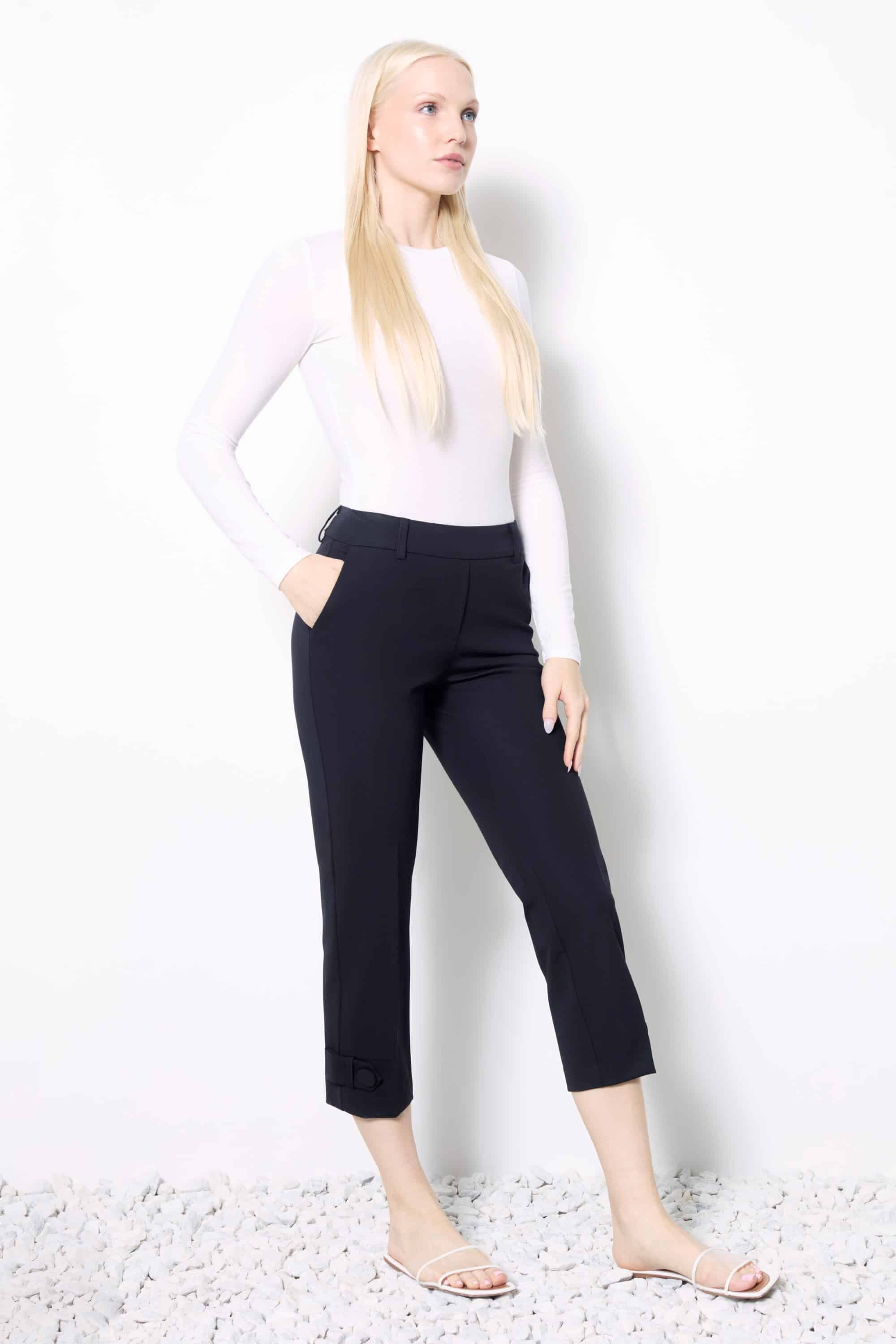 Up! Clothing Solid Compression Cropped Pant (Black)