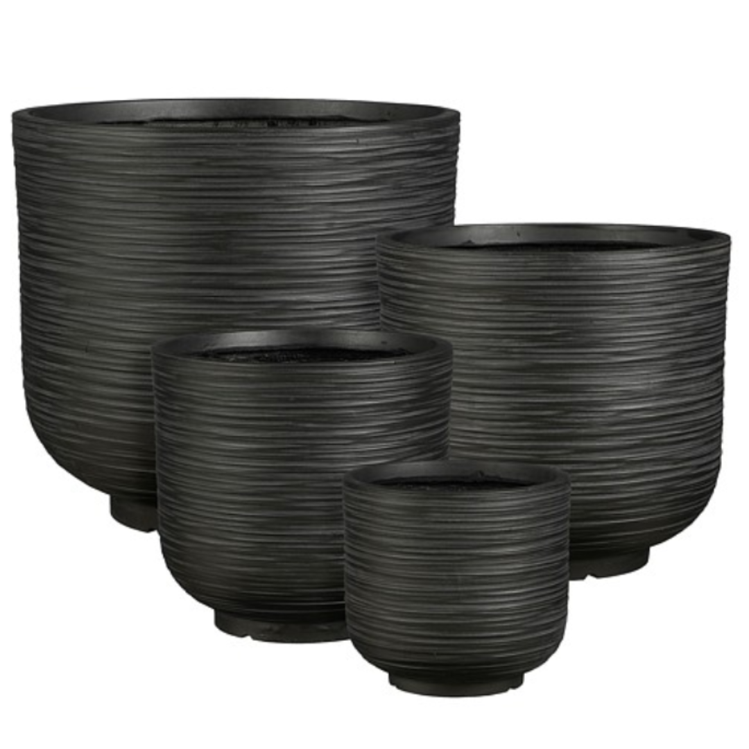 Havana Fibreclay Round Outdoor Pot Black - Many sizes to choose from!