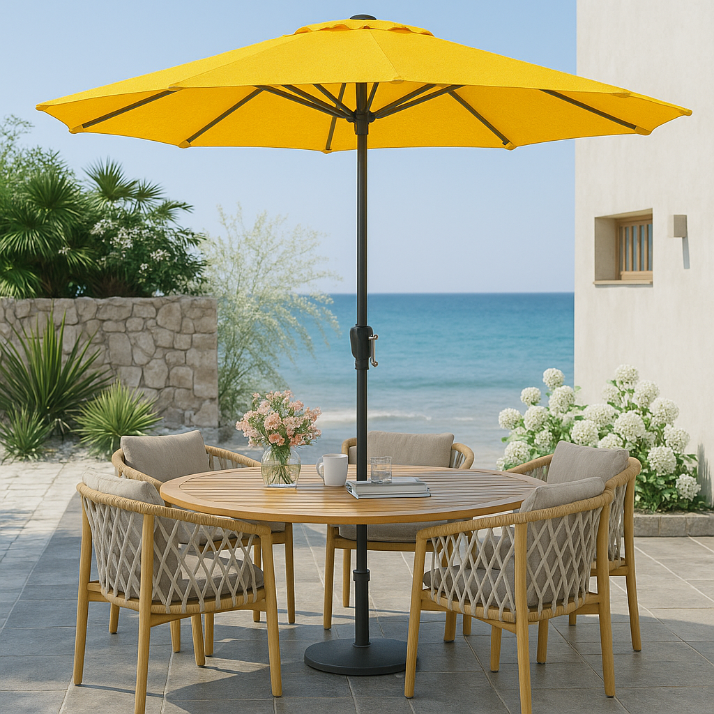 9ft Octagon Push Button MARKET Umbrella (Polyester Fabric) - Many Colours to Choose From