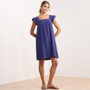 Hatley Flutter Sleeve Dress Blue