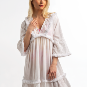 Noelle Eyelet Fringe Coverup (White)