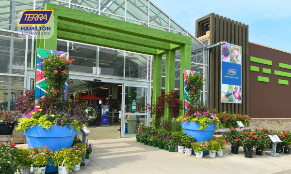 The exterior of TERRA Greenhouses in Hamilton, Ontario.