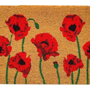 Red Flowers Coir Door Mat 18x30"