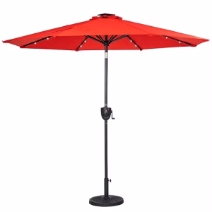 9' Round Solar Lighted Umbrella with Built-In Bluetooth Speaker - Available in 3 colours